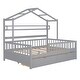 preview thumbnail 7 of 33, Full Size Wooden House Bed Kids Bed with 2 Drawers and Storage Shelf
