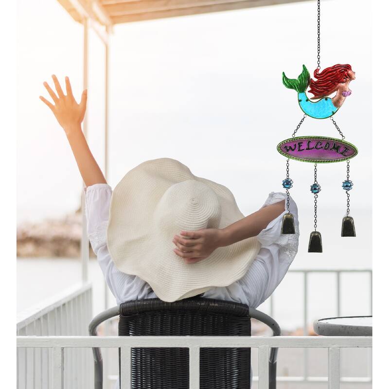 CoTa Global Mermaid Wind Chime – Handmade Glass and Metal Chime - 25.5 Inches