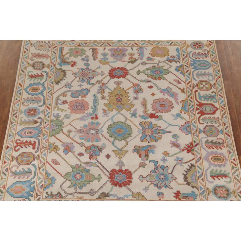 All-Over Floral Oushak Oriental Area Rug Handmade Wool Carpet - 8'2" x 9'10"
