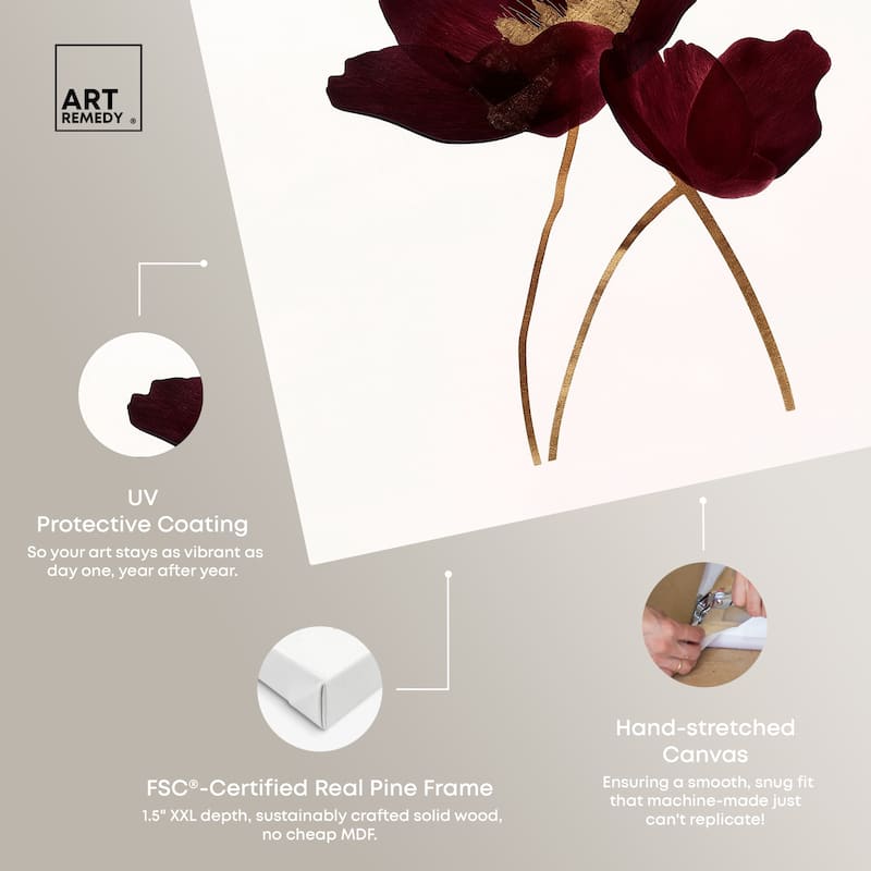 Art Remedy Wine Flowers Gallery Wrapped Floral Fine 1 Piece Canvas Wall Art