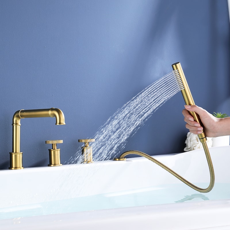 Rbrohant Widespread Deck Mounted Tub Filler Faucet Mixer Tap Handheld
