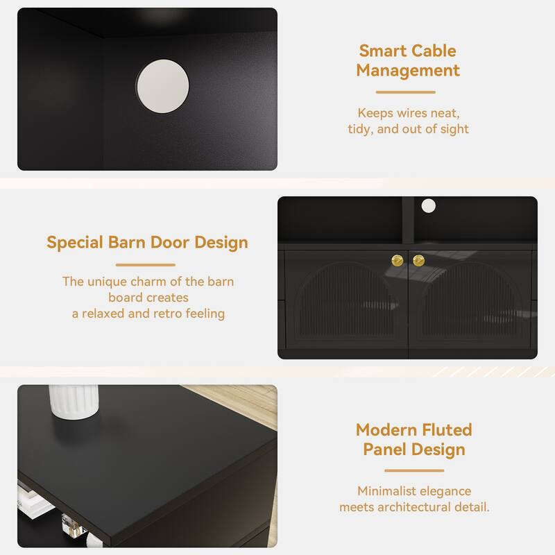 Gymojoy 86.6" LED TV Stand for 85-100 Inch TV, Modern Fluted Entertainment Center, 8 Drawers & Cabinet, Smart TV Console.