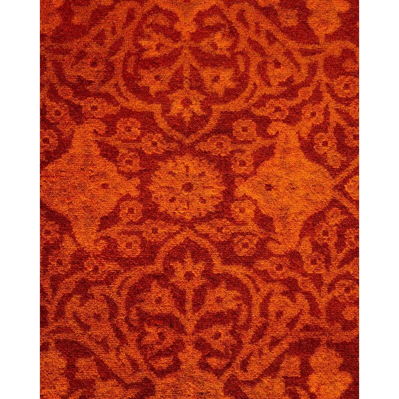 Overton Hand Knotted Wool Vintage Inspired Modern Contemporary Overdyed Orange Area Rug - 5' 3" x 8' 1"