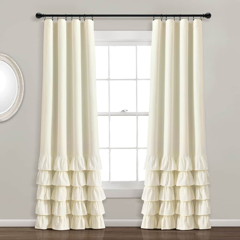 Lush Decor Allison Ruffle 100% Lined Blackout Window Curtain Panel