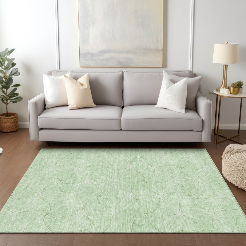 Machine Washable Indoor/ Outdoor Abstract Contemporary Chantille Rug