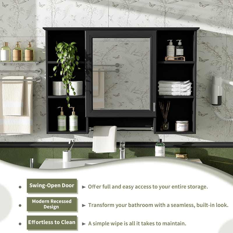 3-in-1 Bathroom Mirror Cabinet, 42 inch Wall Mounted Medicine Cabinet with Adjustable Shelf & Soft Close Door