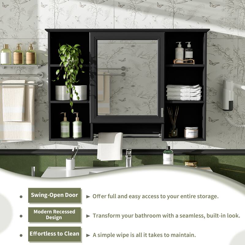 Roomfitters 42 Inch 3-in-1 Wall Mount Medicine Cabinet, Mirror Storage with Adjustable Shelf & Soft Close Doors