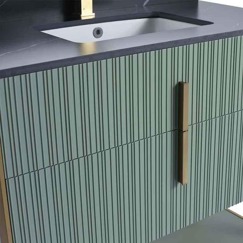 Fine Fixtures Serenity Modern Bathroom Vanity with Black Sintered Stone Top