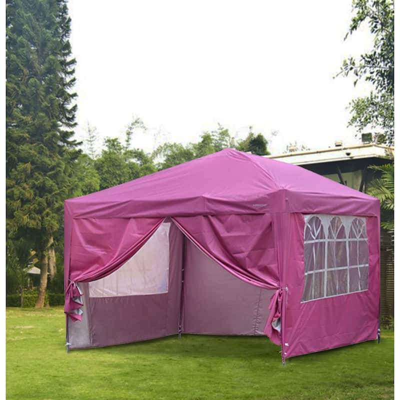Ainfox 10x10ft Outdoor Pop Up Canopy Tent with 4 Removable Sides and Carrying Bag