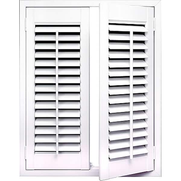 Shop White 2 1 4 Inch Slat Plantation Shutter 35 Inch Wide Overstock 26033908