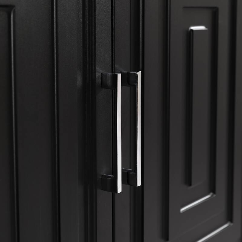 Black 59.1" TV Stand Console Cabinet with Wood Legs for TVs Up to 65"