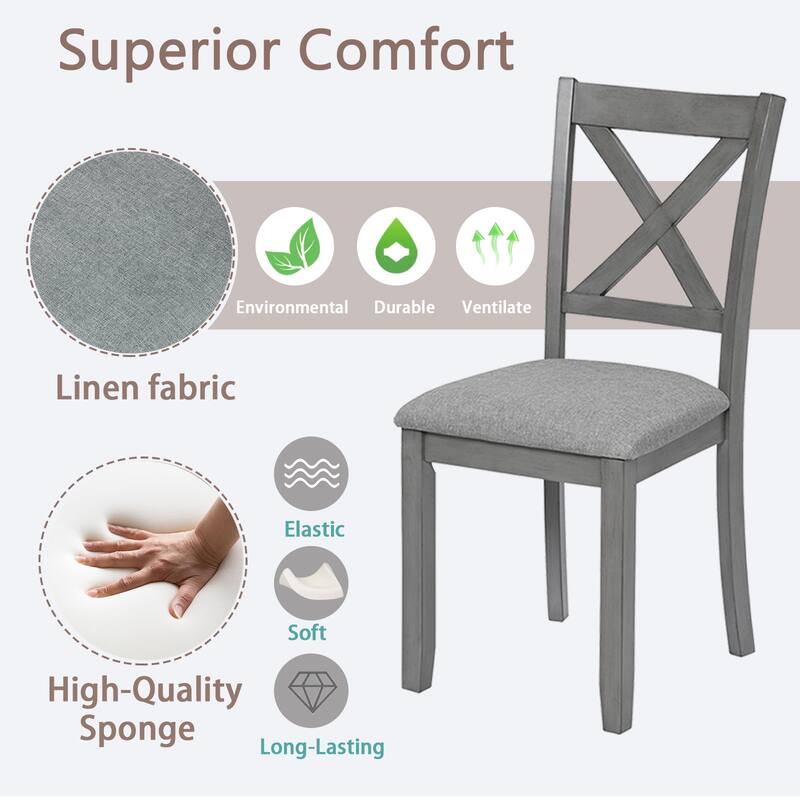 Fabric Side Chair Rustic Dining Chair Kitchen Chair Coffee Chair Gray Office Chair Upholstered Chair with Wood Legs