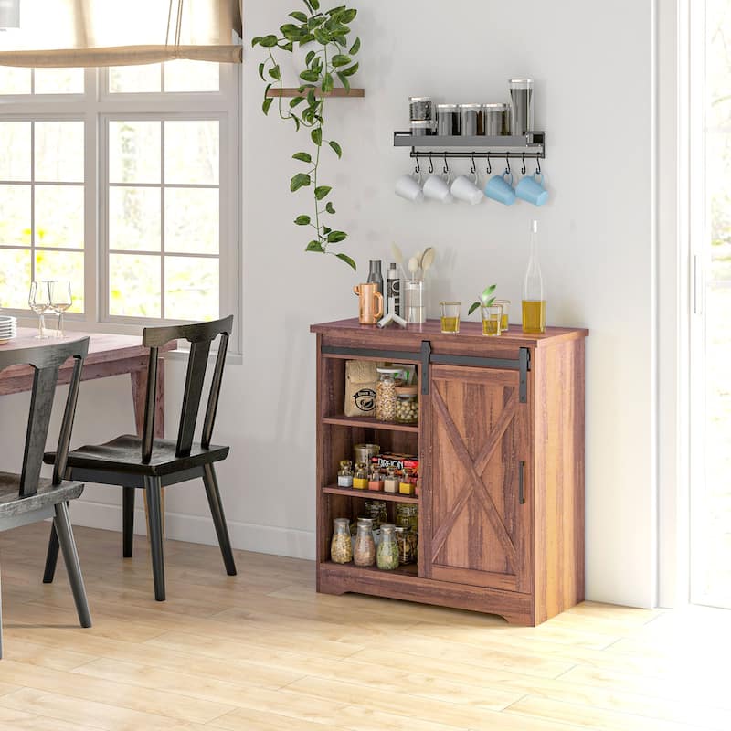 Farmhouse Coffee Bar Cabinet Buffet Sideboard