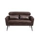 preview thumbnail 18 of 36, Loveseat, Lounge Sofa, Double Seat Removable Headrest with 2 Pillows Dark Brown
