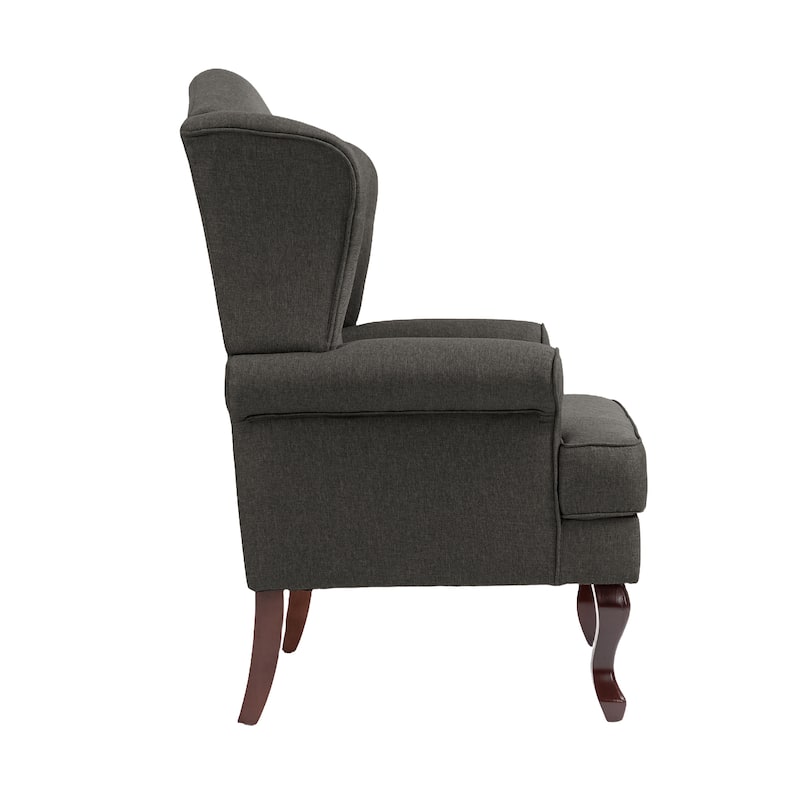 31" W Modern Upholstered Linen Wing Back Accent Chair with Rolled Arm
