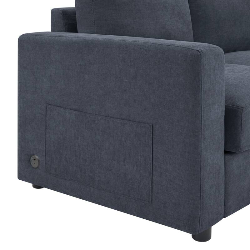 84.6" Modern Sectional Sofa with Curved Chaise Lounge & USB Ports