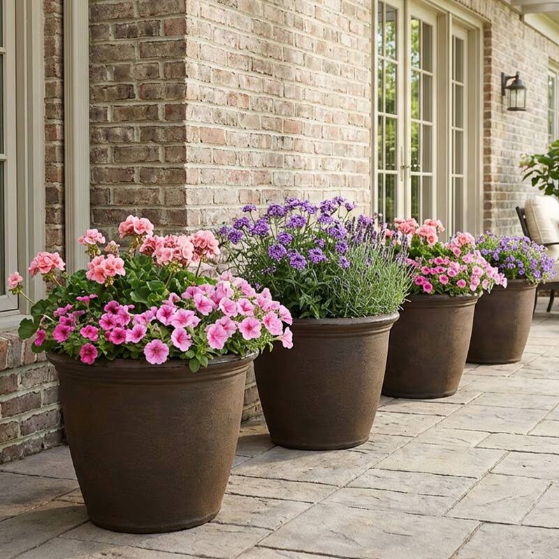 Sunnydaze Anjelica Outdoor Flower Pot Planter - 20-Inch - 4-Pack