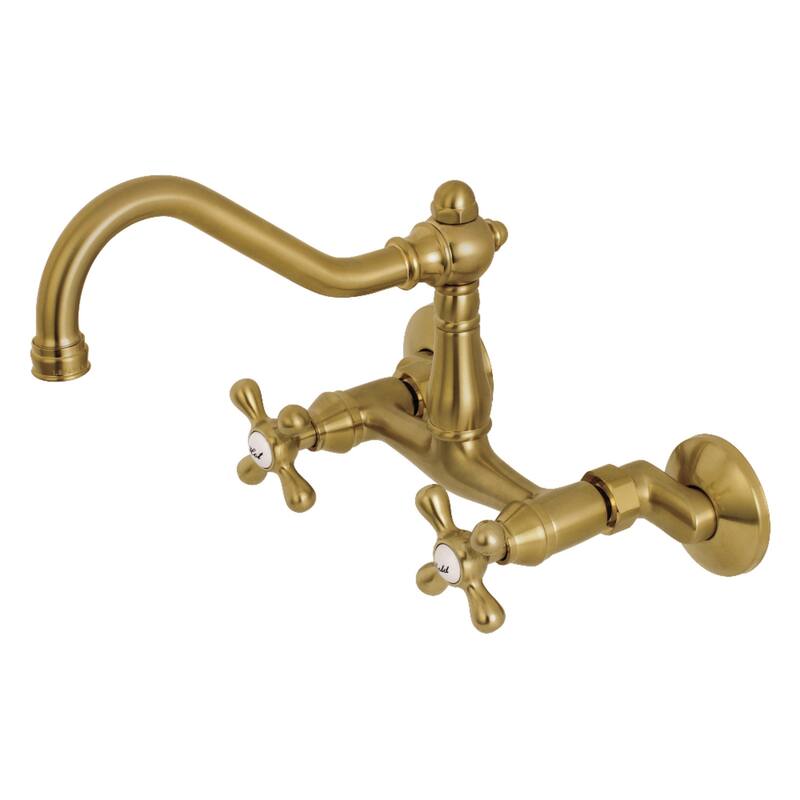 Vintage 6" Adjustable Center Wall Mount Kitchen Faucet - Brushed Brass