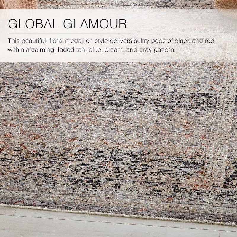 Tawna Oriental Gray/ Black Area Rug