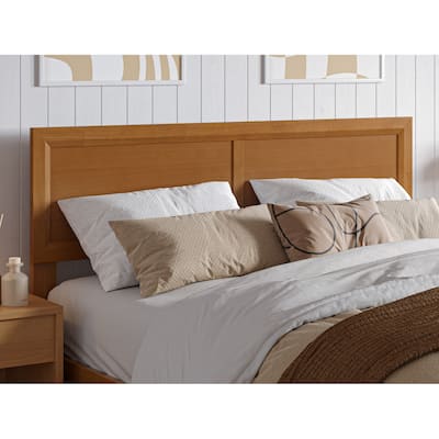Full Solid Wood Headboard in Light Toffee with Smooth Finish and Classic Panel Design for Bedroom