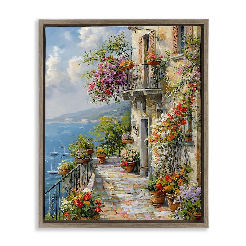 Stupell Botanical Lined Seaside Framed Floater Canvas Wall Art Design By Franklyn Gregory - 25 x 31 - Brown