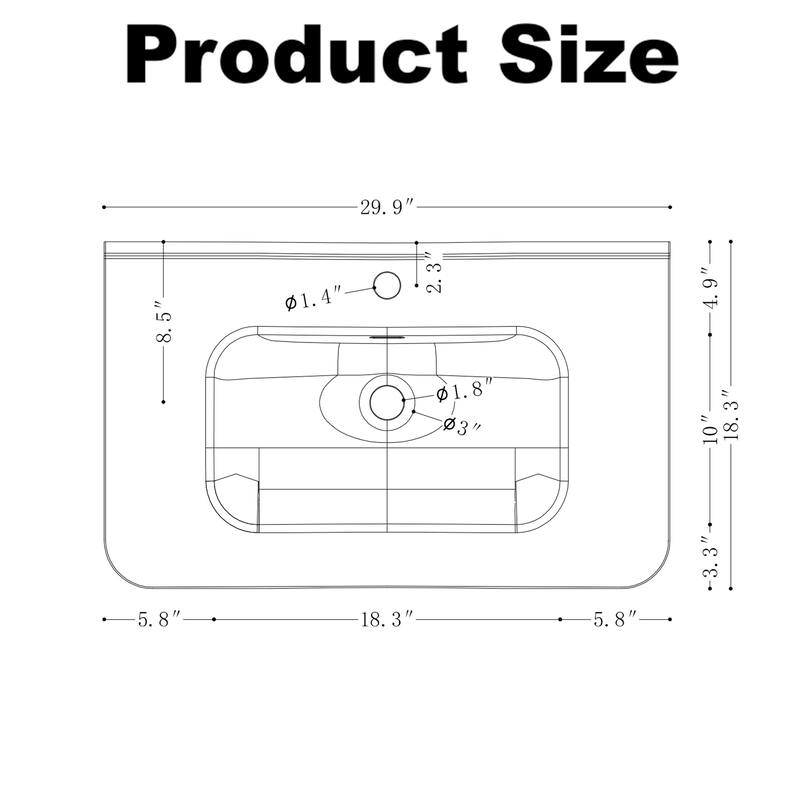 GDF Studio - Hailey American Design 30" Floating Bathroom Vanity with Sink and Two Soft-Close Drawers