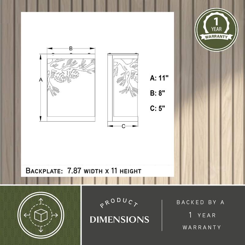 Douglas 1-Light 8 in. Warm Bronze Indoor-Outdoor Rustic Flush Mount Wall Sconce, Glass Shade, Dimmable, Wall Fixture