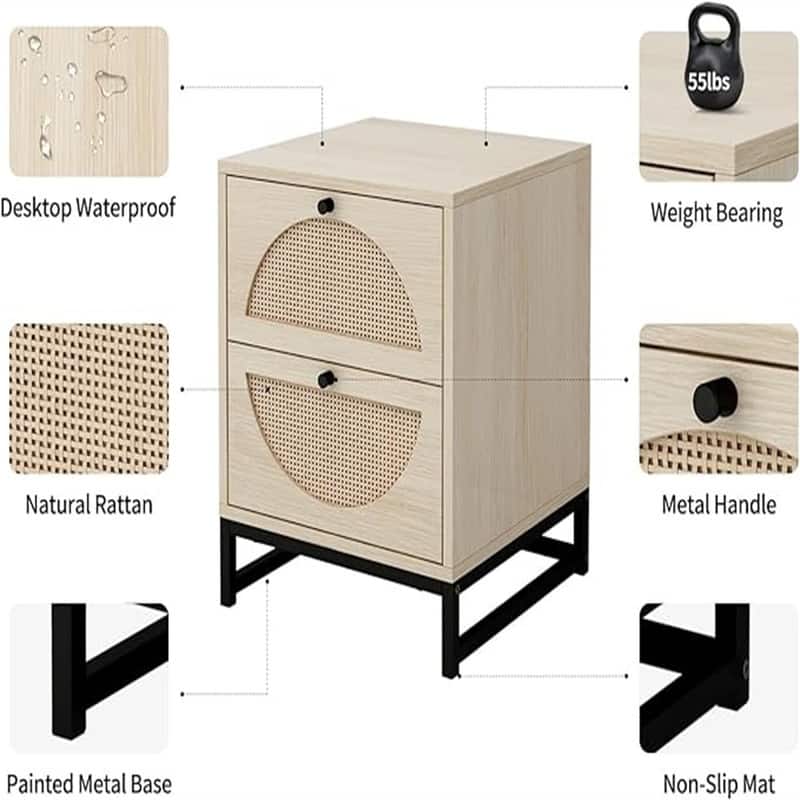 Nightstand with 2 Drawers Set of 1