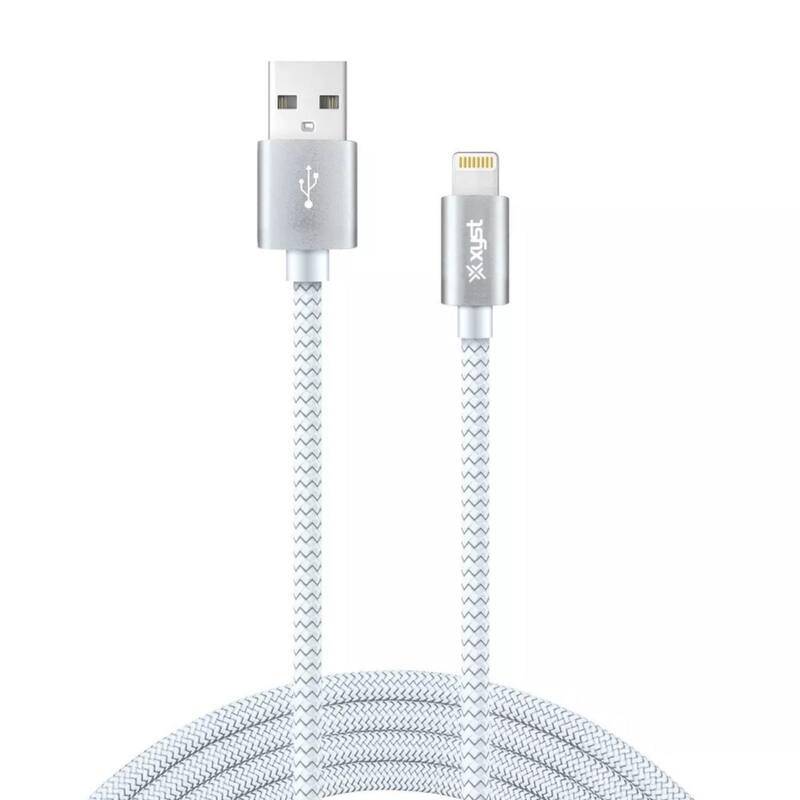 Xyst Charge and Sync USB to Lightning Braided Cable 10Ft - White