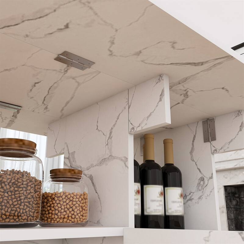 Multi-Functional Folding Table Kitchen Island with Storage Shelves and Wheels