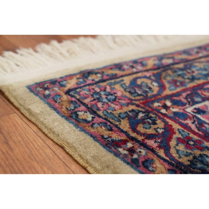 Hand Knotted Oriental 100% Wool Carpet Traditional Floral Beige & Ivories Kerman Area Rug - 15' 5'' X 10' 9''