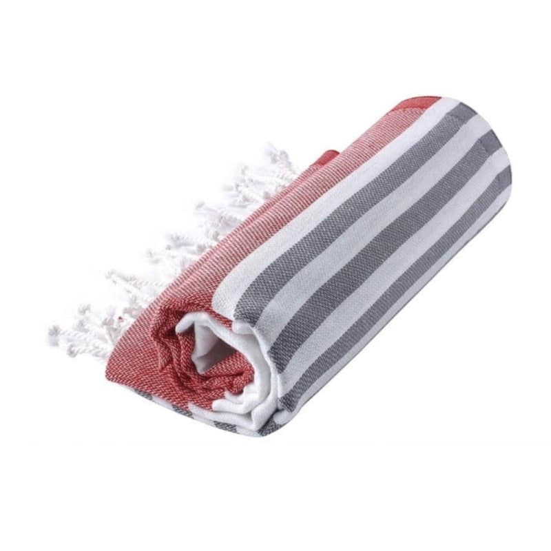 Red Anthracite Beach Towel - Striped Authentic 100% Turkish Cotton ...