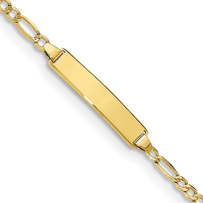 Curata 10k Yellow Gold 4.44mm Engravable Semi solid Figaro Link ID Bracelet - 7" or 8"