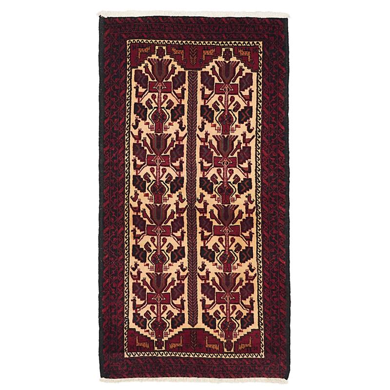 ECARPETGALLERY Hand-knotted Teimani Ivory, Red Wool Rug - 3'1 x 6'2