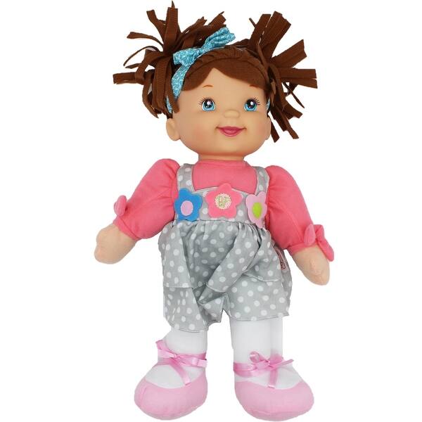 slide 2 of 5, Goldberger doll Baby's First Little Talker Brunette with Coral Dress