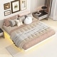 preview thumbnail 33 of 55, Modern Size Low Profile Platform Floating Bed with LED Lights Underneath