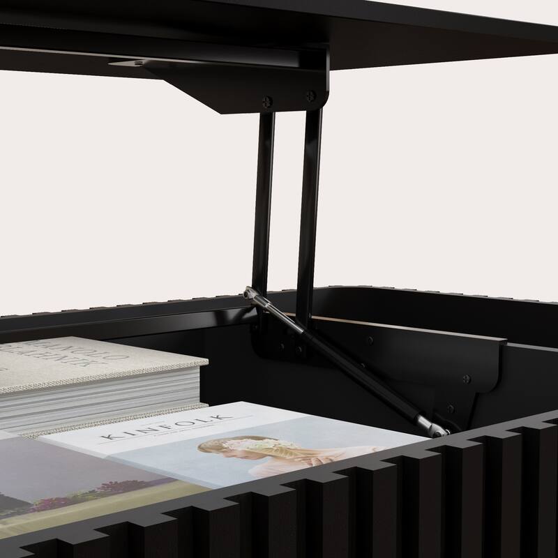 Rustic Style Lift-Top Coffee Table with Hidden & Open Storage