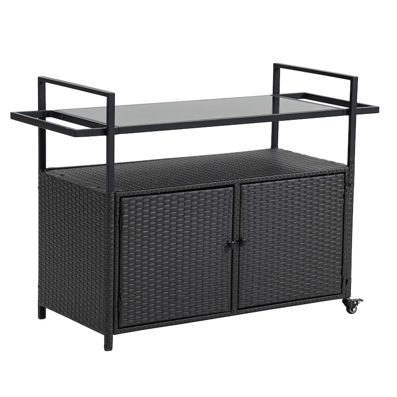 Outdoor Wicker Bar Cart
