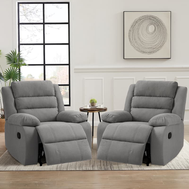 2 Set Classic and Traditional Manual Recliner Chair - Grey-2Set