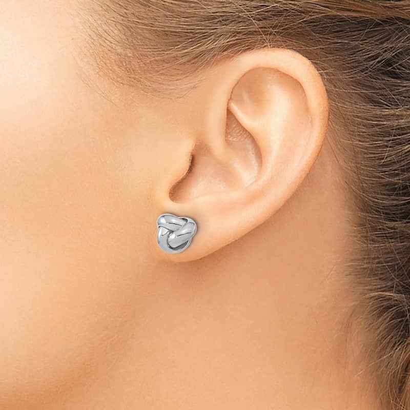 Curata 14k Yellow or White Gold 11mm Large Polished Love Knot Post Earrings