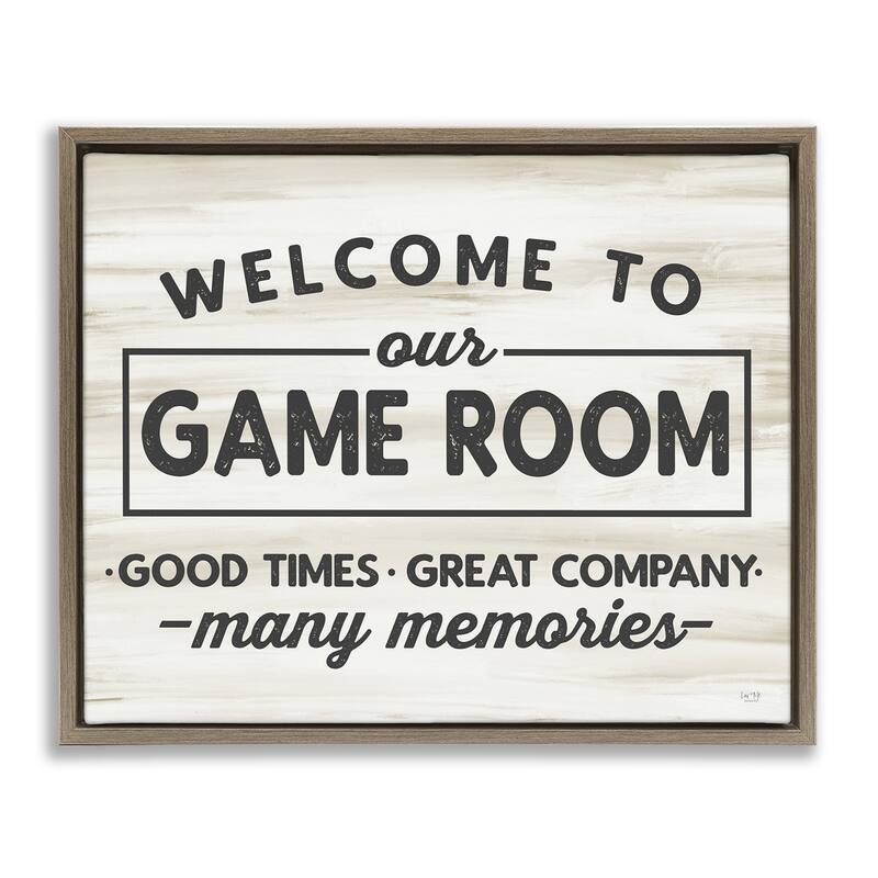 Stupell Welcome To Game Room Framed Floater Canvas Wall Art Design by Lux Me Designs - 21 x 17 - Brown