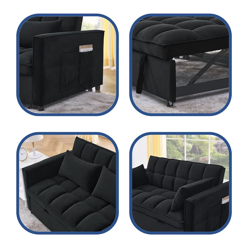 54" Wide 3 in 1 Velvet Sleeper Sofa for Living Room