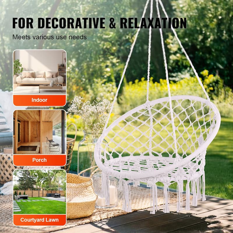 Hammock Chair Hanging Swing for Indoor Outdoor Patio Bedroom Porch