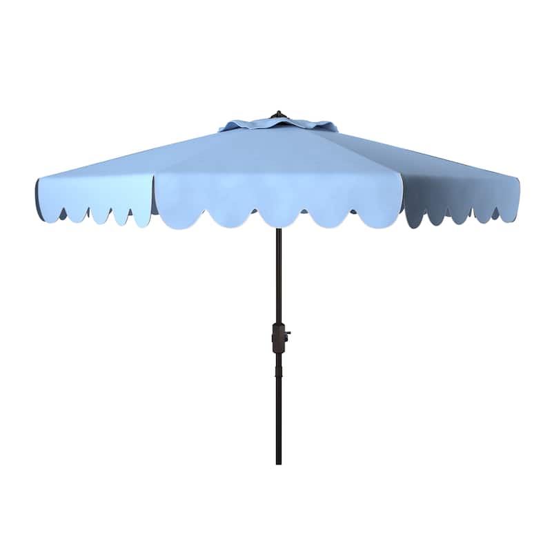 SAFAVIEH Antonije 9-Foot Crank Outdoor Umbrella - Baby Blue/White