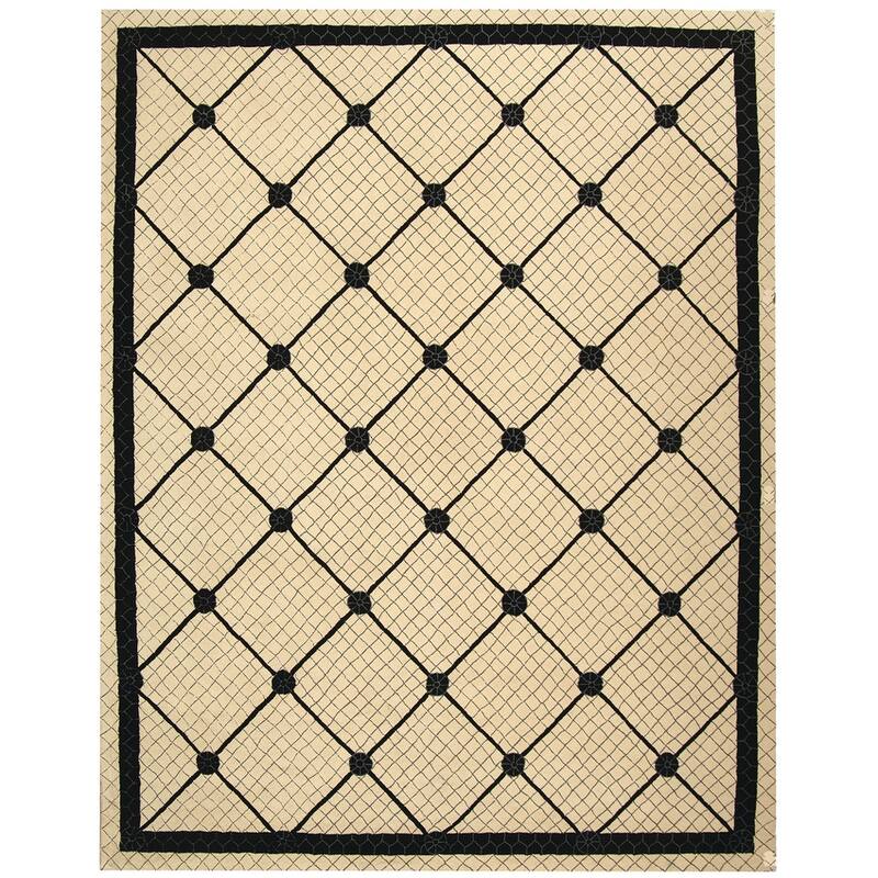 SAFAVIEH Handmade Newport Katsuko Modern Cotton Rug - 7'9" x 9'9" - Ivory/Black - Rectangle