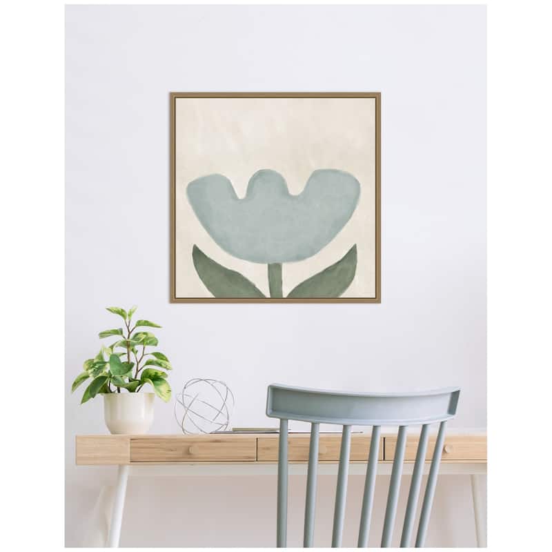 Kate and Laurel Blue Flower by Gabrielly Guedes Framed Canvas Wall Art Print