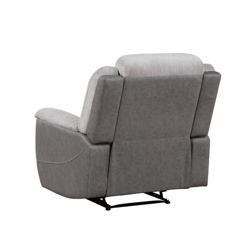 Feo Manual Reclining Chair with Pull Tab, White Gray Microfiber