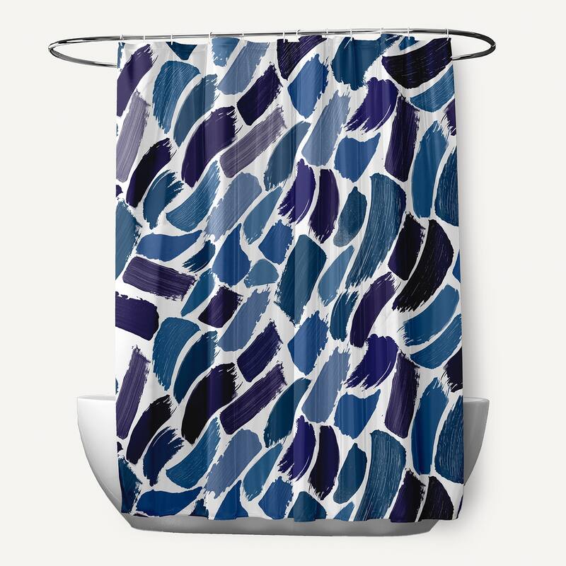 Wenstry Geometric Print Shower Curtain - Navy