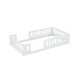 preview thumbnail 12 of 11, Wood Twin Size Floor Bed Platform with Guardrail Fence,White