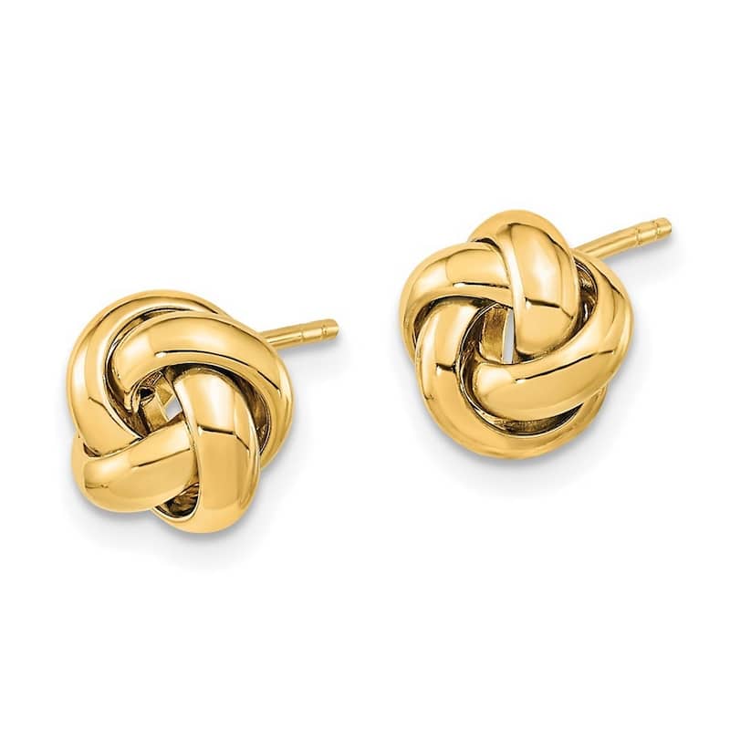 Curata 14k Yellow Gold Polished 9mm Love Knot Post Earrings